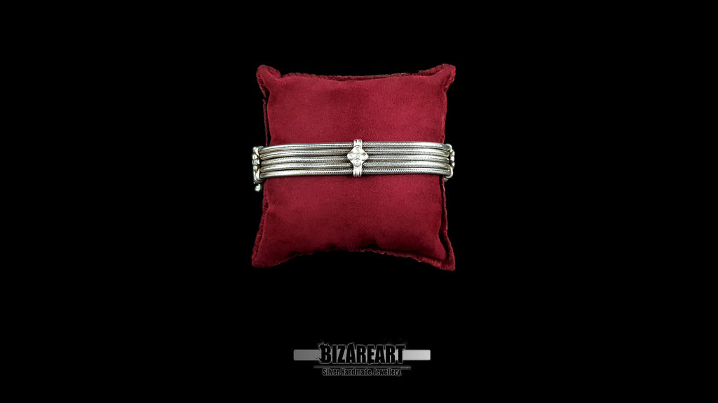 Solid Silver Quad-Strand Woven Bracelet | The Artisan Cross Cuff