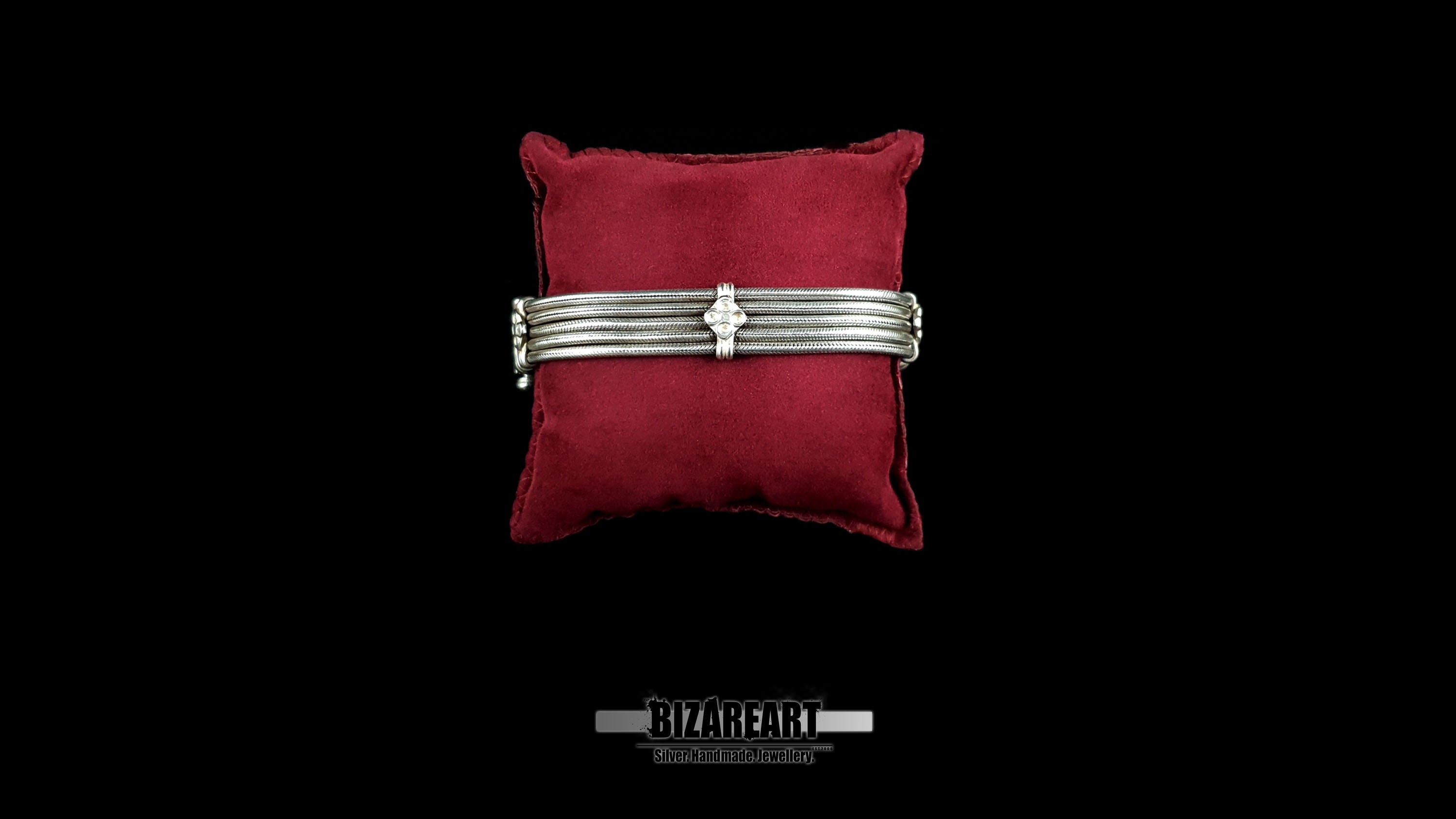 Solid Silver Quad-Strand Woven Bracelet | The Artisan Cross Cuff