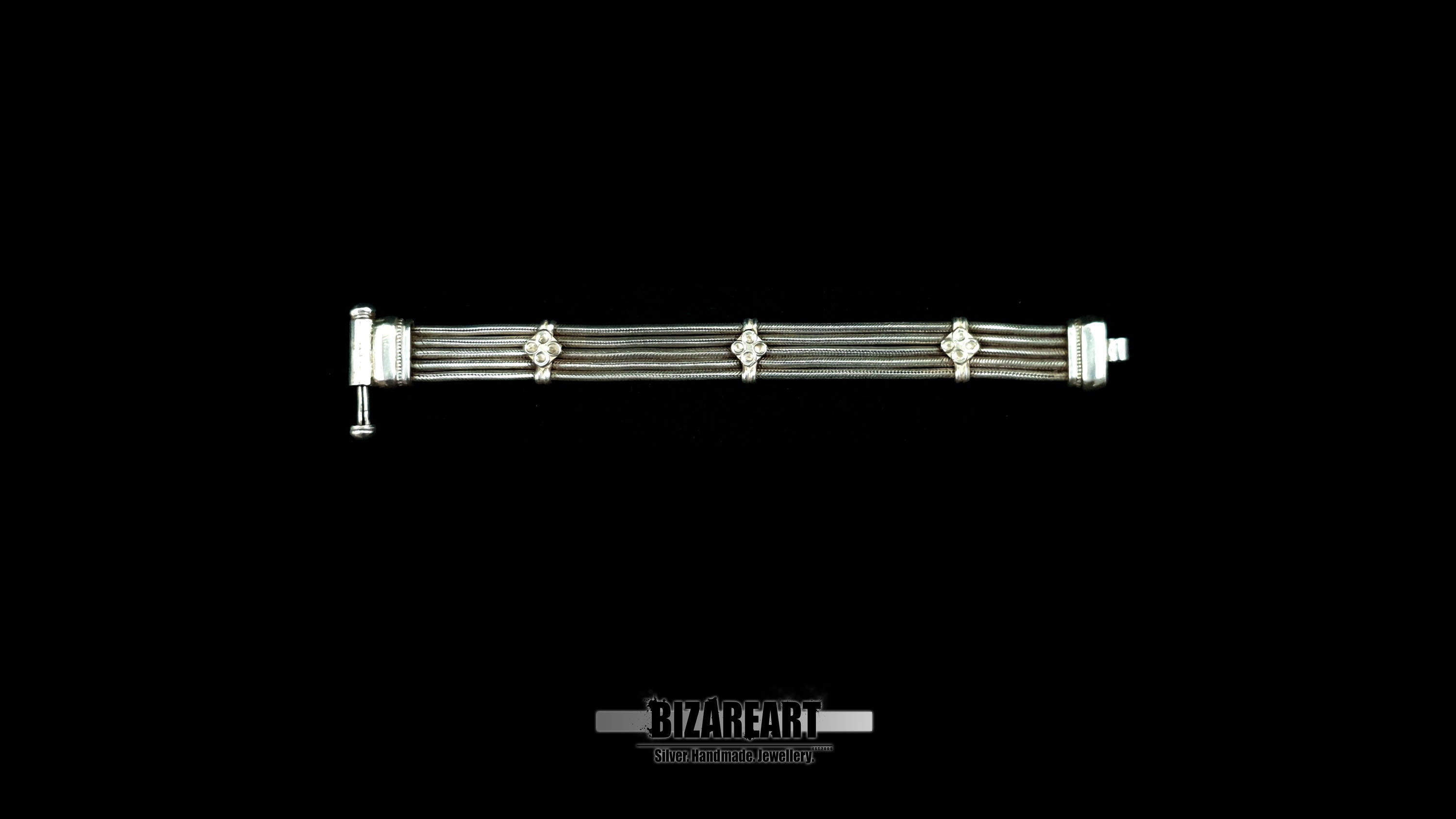 Solid Silver Quad-Strand Woven Bracelet | The Artisan Cross Cuff
