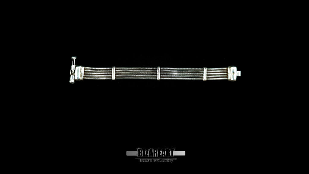 Solid Silver Quad-Strand Woven Bracelet | The Artisan Cross Cuff