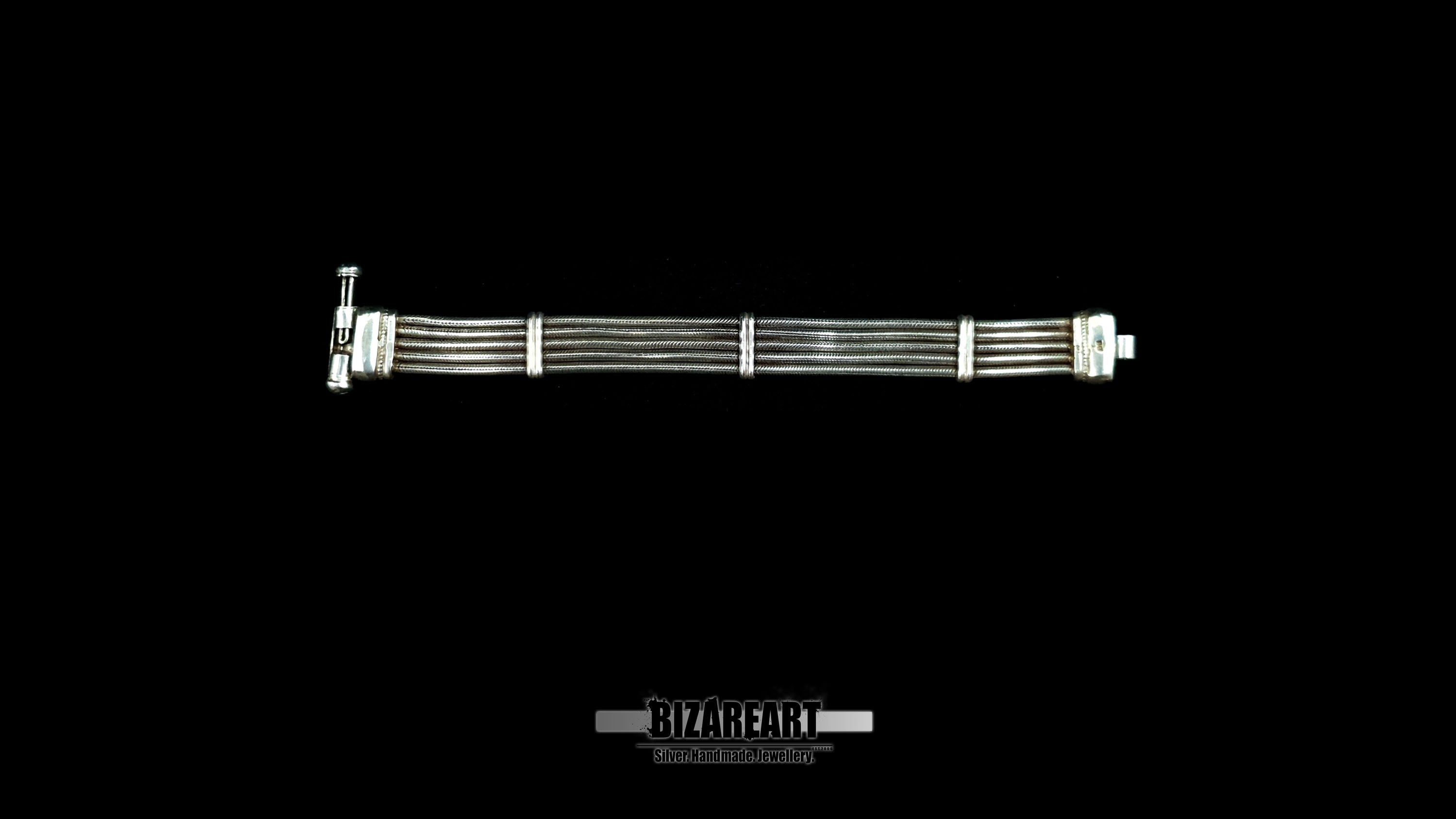 Solid Silver Quad-Strand Woven Bracelet | The Artisan Cross Cuff
