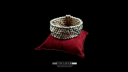 Handmade 925 Sterling Silver Sculptural Mesh Cuff - 82.7g Triple Row