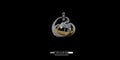 A high-contrast studio photograph of the Tiny Boat Pendant featuring a layered 3D sterling silver design with gold and rose gold accents against a solid black background.