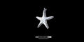 Front view of a detailed sterling silver starfish pendant featuring a textured surface with hand-drilled dots and a polished silver bail against a high-contrast black and white background.