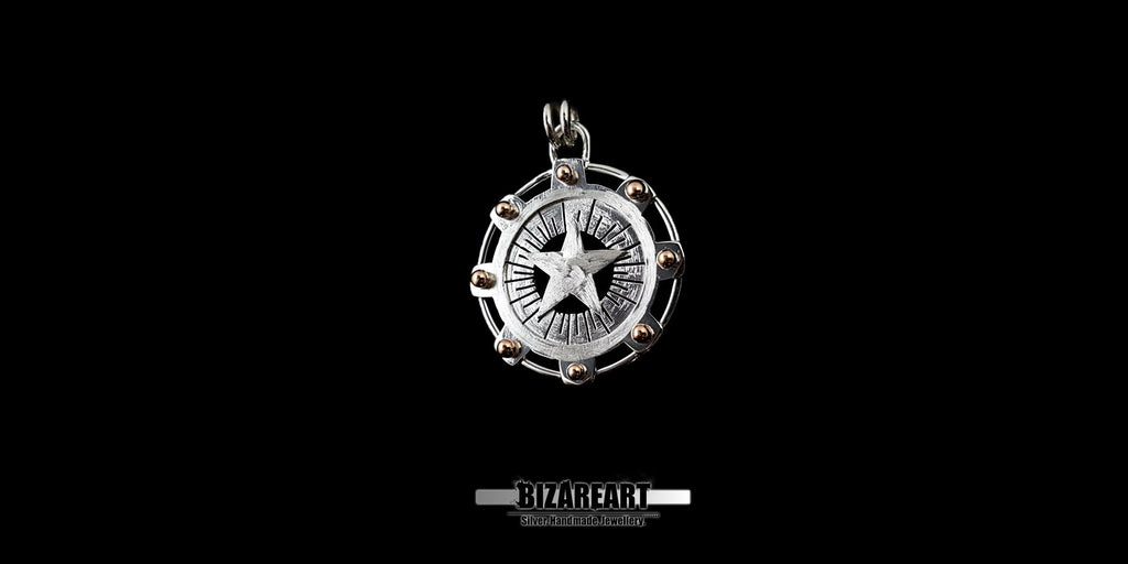 Pendentif étoile en argent sterling, bijoux célestes industriels en métaux mélangés