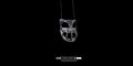 Front view of a handcrafted 925 sterling silver mask pendant by Bizareart, featuring an industrial wire-stitched mouth design suspended against a solid black background.