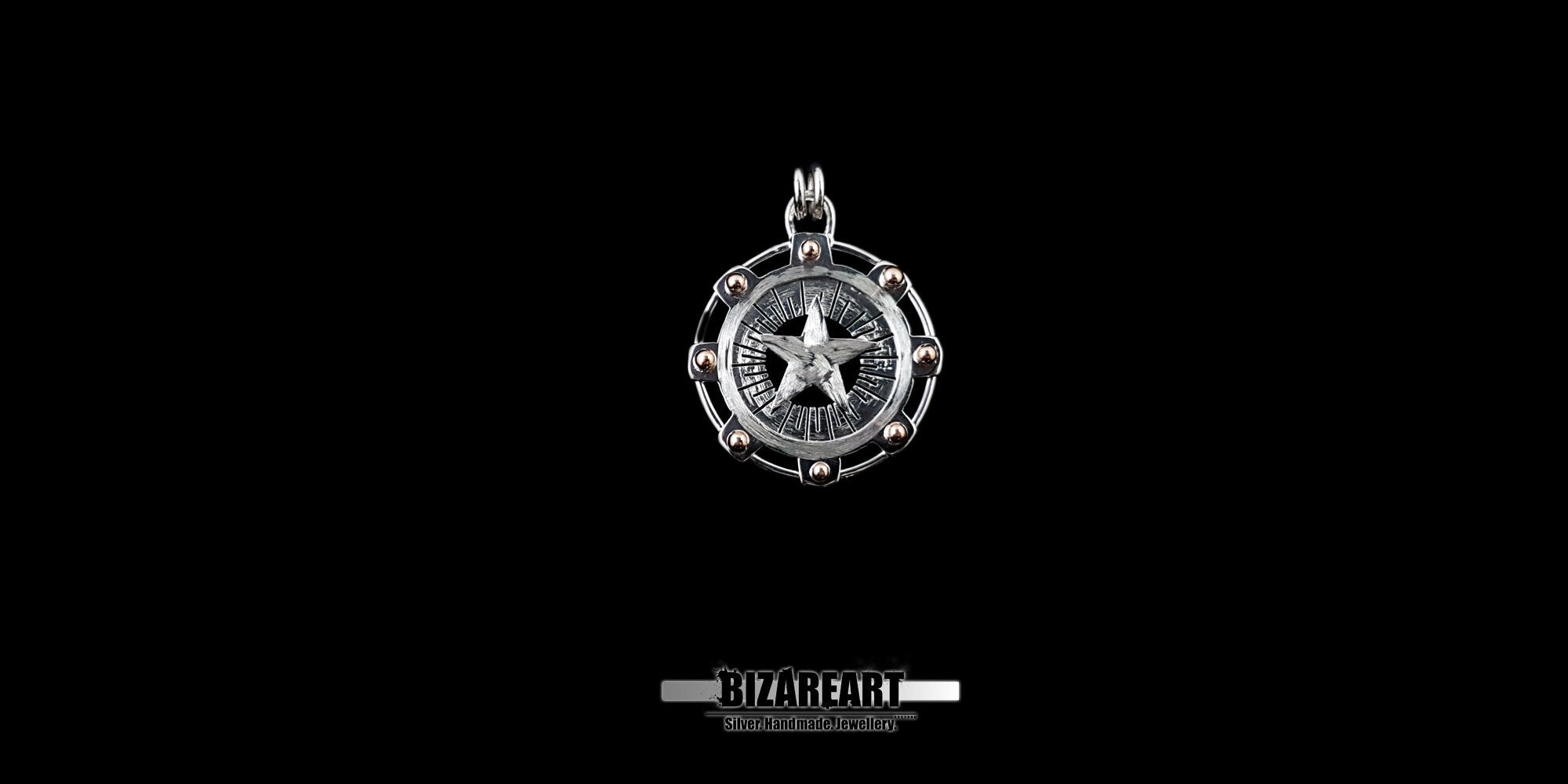 An intricate artifact for modern mystics. This substantial silver relic pendant, featuring a centered pentagram within a celestial gear mechanism and gilded accents, is handcrafted for a tactile, dense feel—a definitive anchor for your collection.