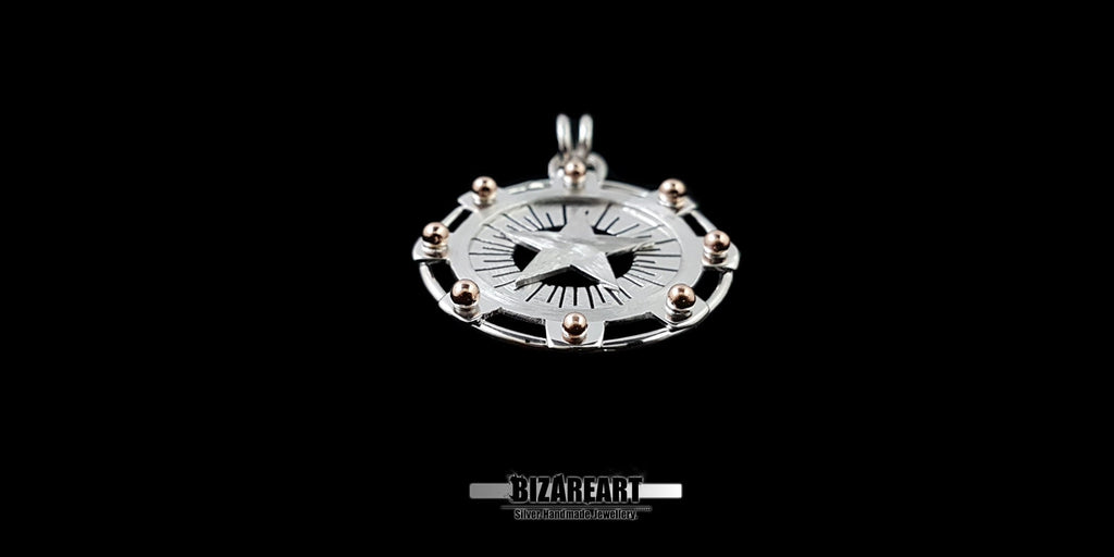 Pendentif étoile en argent sterling, bijoux célestes industriels en métaux mélangés