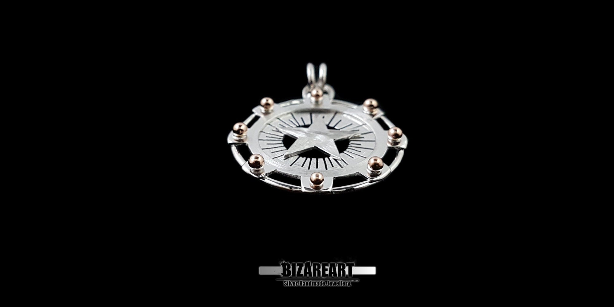 Pendentif étoile en argent sterling, bijoux célestes industriels en métaux mélangés