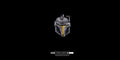 Front view of the silver Mandalorian helmet pendant, showcasing the intricate artisan craftsmanship.