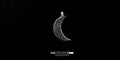 Solid 925 silver crescent moon pendant with cratered texture on a black background.