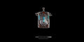Handcrafted Himalayan silver pendant with turquoise and red coral gemstones on a black background - BIZAREART jewelry.