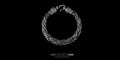Handmade oxidized sterling silver triple rope bracelet by Bizareart, laid flat on a black background showing its detailed hook clasp.
