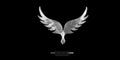 Front view of the Angel Wings v5.0 silver pendant centered against a high-contrast black background, highlighting the intricate "sweet swirl" texture and polished 925 sterling silver finish.