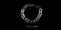 Top-down view of a handcrafted double loop sterling silver chain bracelet with a secure S-hook clasp against a black background.