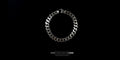 Top-down view of a thick Sterling Silver Gourmette bracelet with a flat curb chain design and an S-shaped crab clasp, displayed against a high-contrast black background.