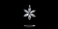 Minimalist silver flower necklace charm with detailed petal engravings and a natural blue gemstone.