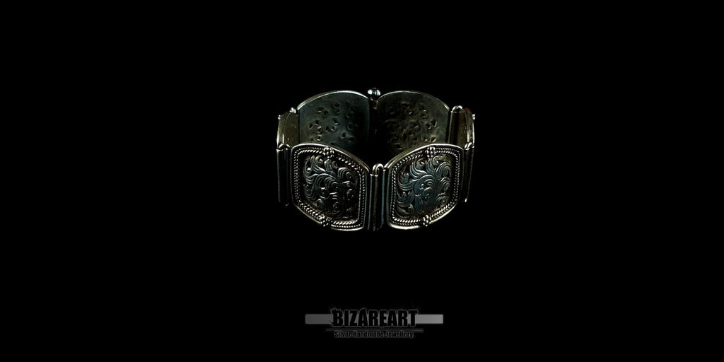 Bracelet en argent sterling floral, bijoux grecs artisanaux complexes