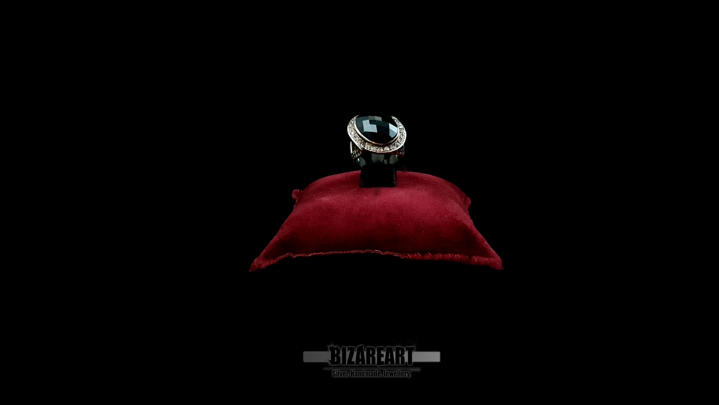 Rear view of the 925 silver statement ring, illustrating the solid construction and comfortable wide-band design.