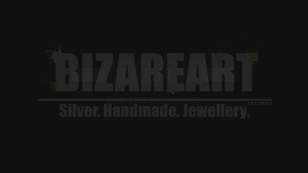 Video showcase of the handmade Bizareart silver and black onyx gothic jewelry collection with logo overlay.