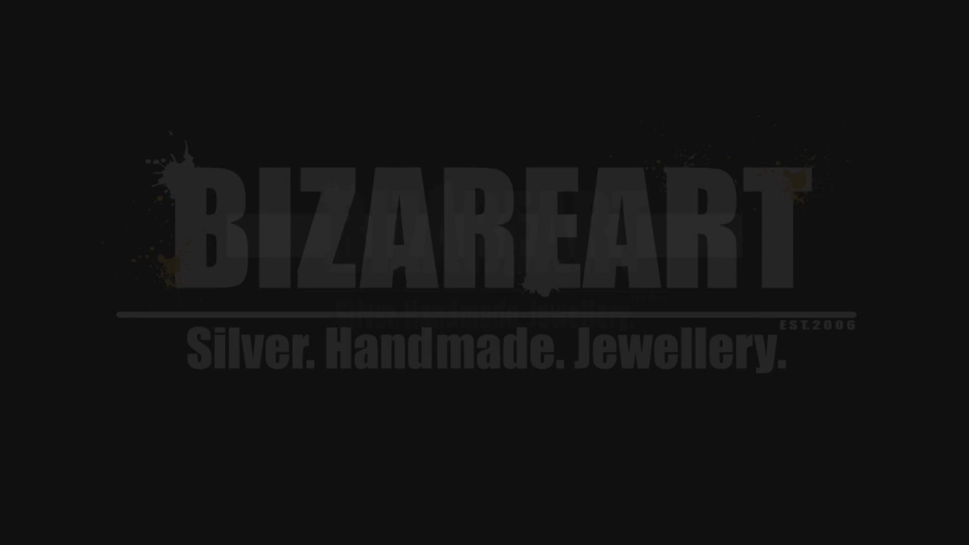 Video showcase of the handmade Bizareart silver and black onyx gothic jewelry collection with logo overlay.
