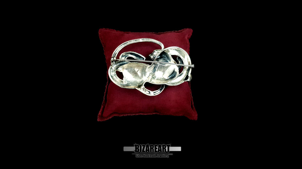 Sculptural Sterling Silver Panther & Serpent Brooch | Artisan Cast OOAK Statement Pin